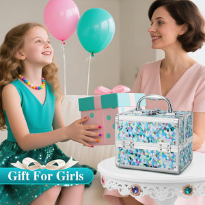 Makeup Case with Blue Flowers