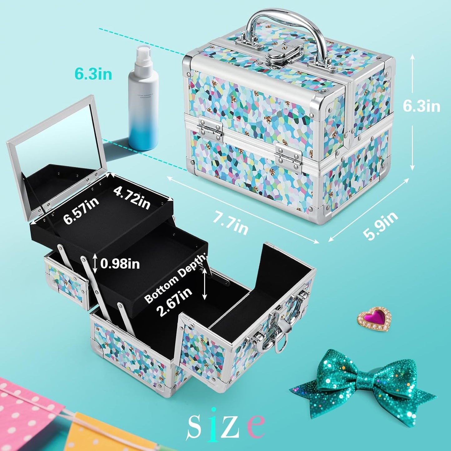 Makeup Case with Blue Flowers