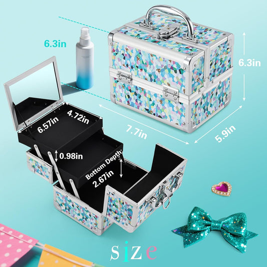 Makeup Case with Blue Flowers